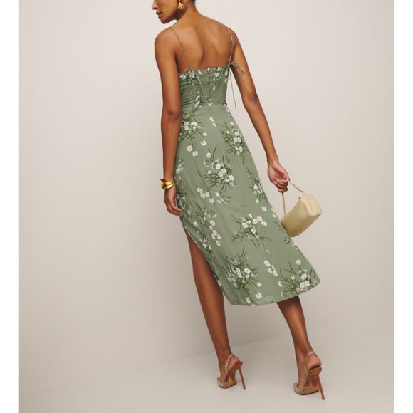 Reformation Green Floral Midi Dress - Picture 4 of 14